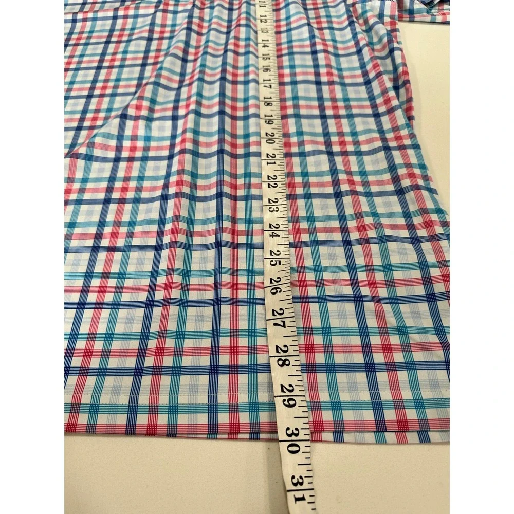 Cutter & Buck Pinehurst 1895 Golf Polo Shirt Mens XL Plaid Performance Blue Pink